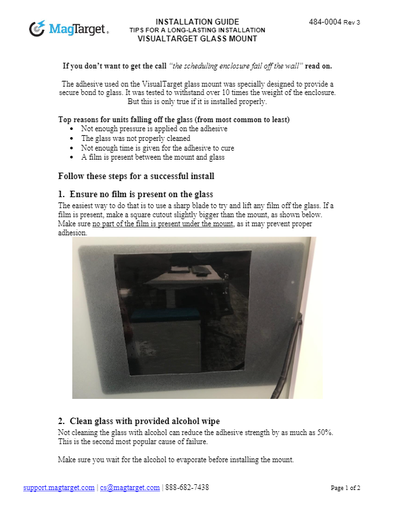 GLASS MOUNT INSTALLATION GUIDELINE