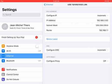 Checking Ethernet Connection on iPad