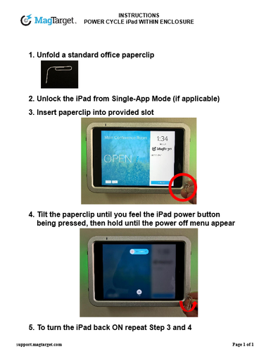 Power Cycle iPad Within Enclosure